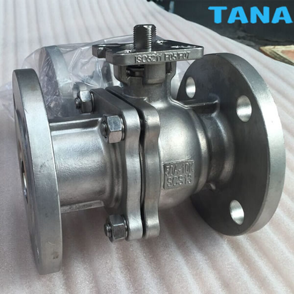 2 piece flanged floating ball valve with ISO 5211 mounting pad